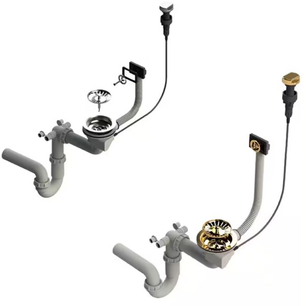 Siphon Silver/Gold with overflow for the sink Automatic