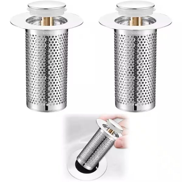 Sink plugs, 2pcs bathroom sink stopper hair catcher, pop-up drain strainer