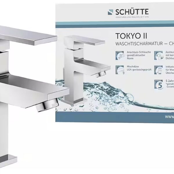 TOKYO II washbasin tap (1-pc) low-noise cartridge, brand-name mixing nozzle, incl. pull rod