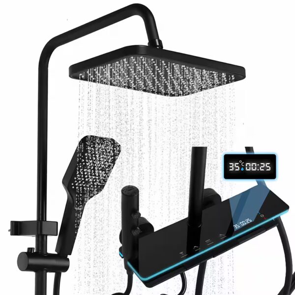 4-in-1 shower set, stainless steel shower system, height-adjustable, piano key