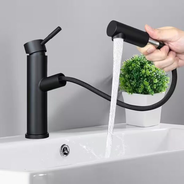 Bathroom vanity unit, black, pull-out spray faucet, kitchen mixer tap