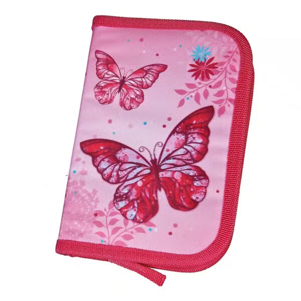 Pencil case set for girls with butterfly motif (4-piece set), including pencil case, gym bag and wallet