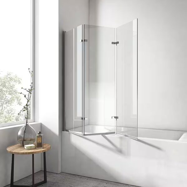 Bathtub screen, 3-piece folding screen, 180° shower screen for bathtub, bathtub folding screen