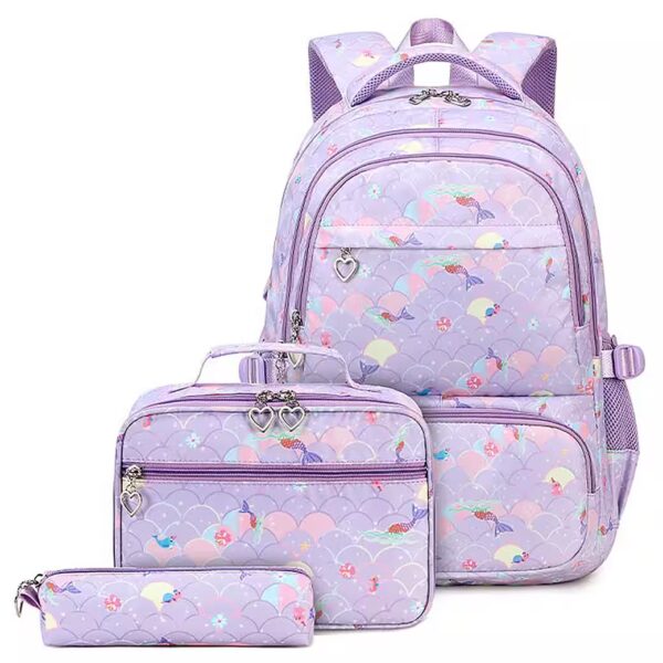 School backpack 3-piece school backpack set for girls, teenagers, and young adults - daypack