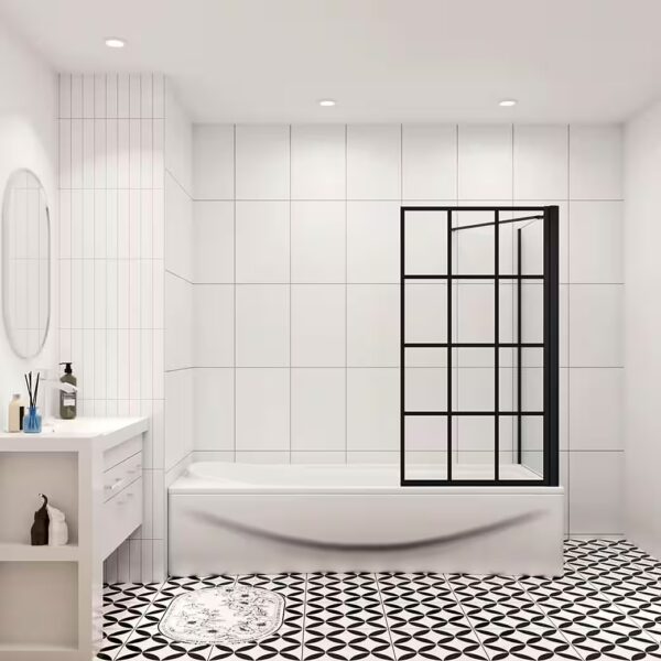 Bathtub screen 6mm ESG rotating wall with side panel shower enclosure for bathtub