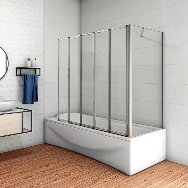 Bathtub attachment 5-part folding wall with side wall shower partition partition glass wall