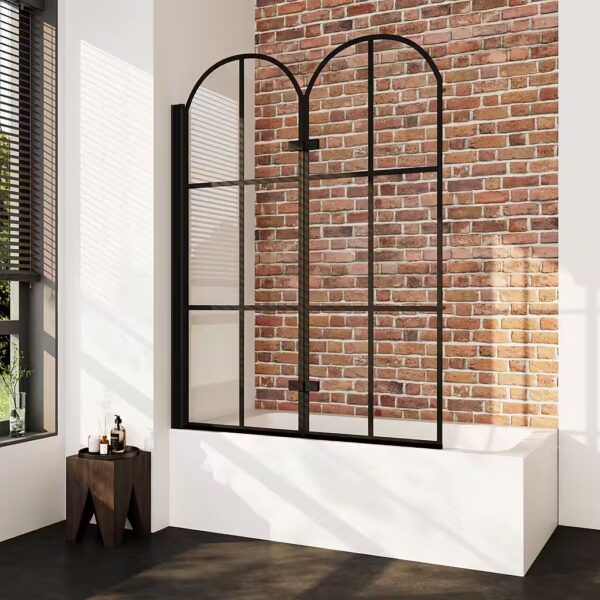 Black bathtub screen, foldable shower screen, glass bathtub screen