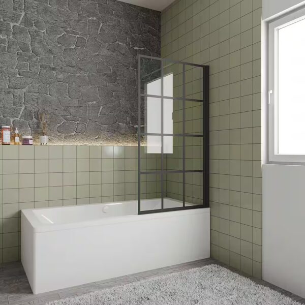 Bathtub screen 80*140cm shower wall shower enclosure bathtub screen in black