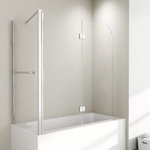 Shower screen for bathtub, 2-piece, with 70cm and 75cm side panels, 6mm nano glass