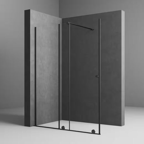 Shower sliding door shower partition 140 wide walk in shower screen black