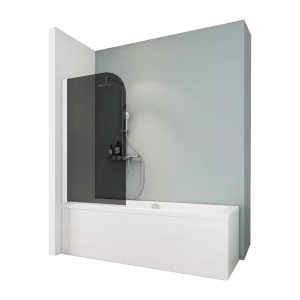 Folding bathtub screen 80x140 cm, shower screen for bathtub, grey-anthracite decor