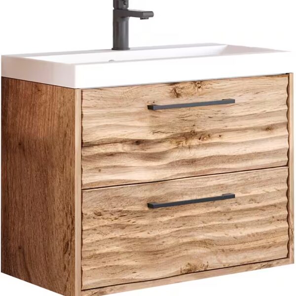 Canada Vanity Unit Bathroom furniture with wave pattern, including basin, 60cm wide, washbasin area