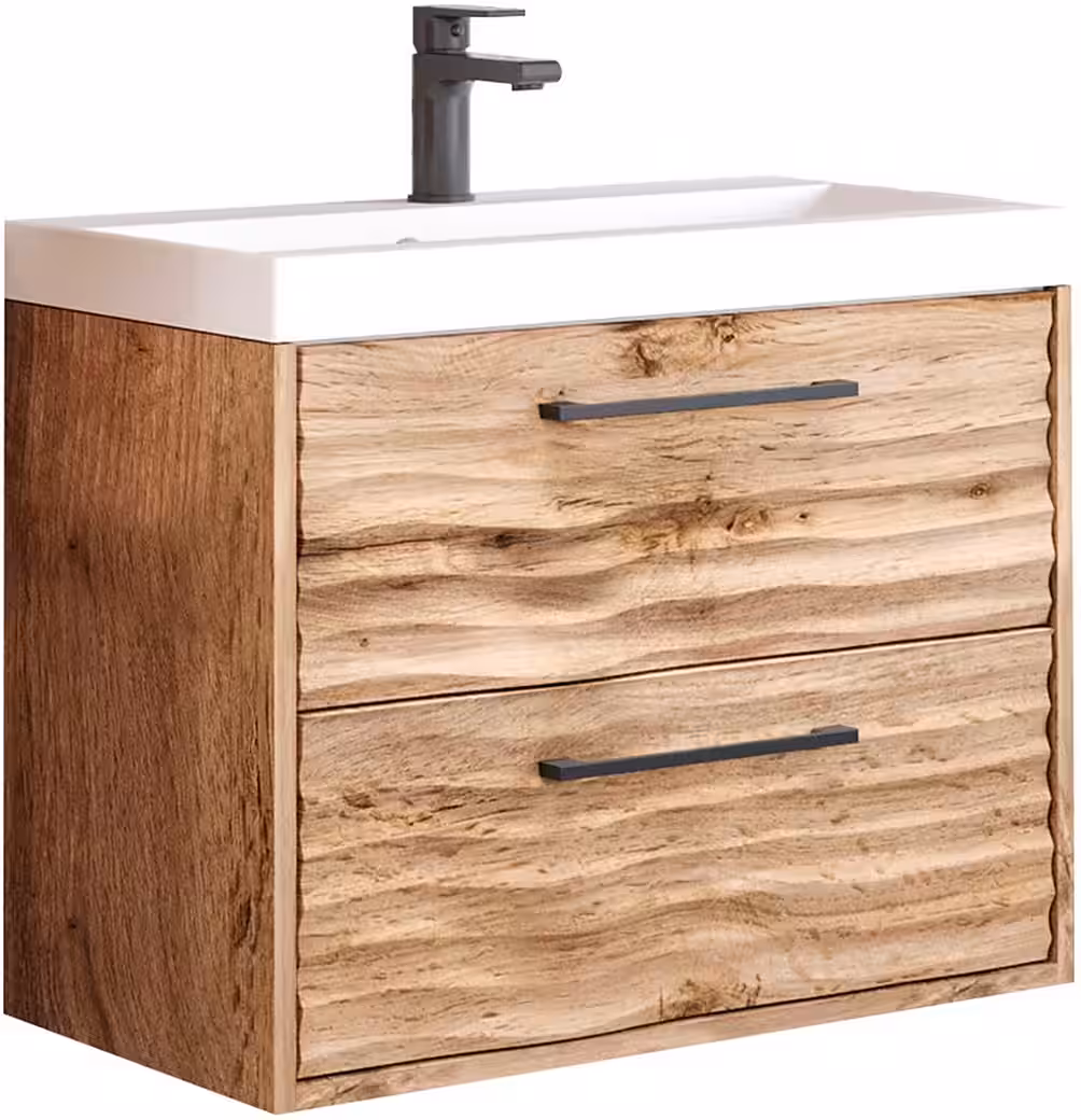 Canada Vanity Unit Bathroom furniture with wave pattern, including basin, 60cm wide, washbasin area