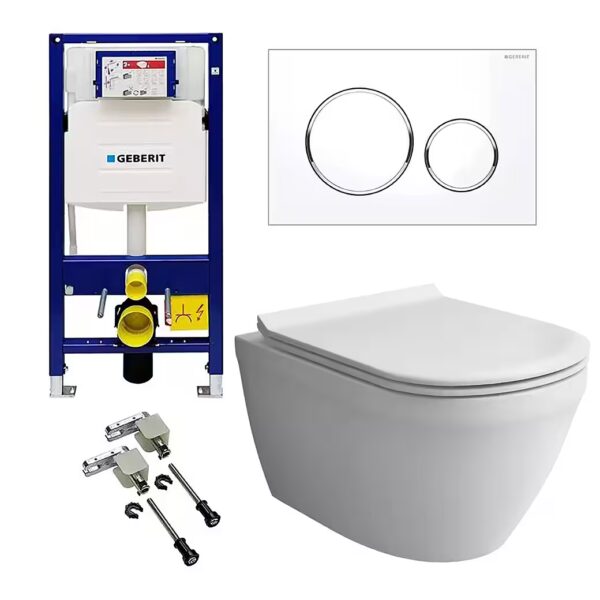 Complete Toilet Set - Toilet with Cistern - Concealed Frame Toilet Set Complete Geberit