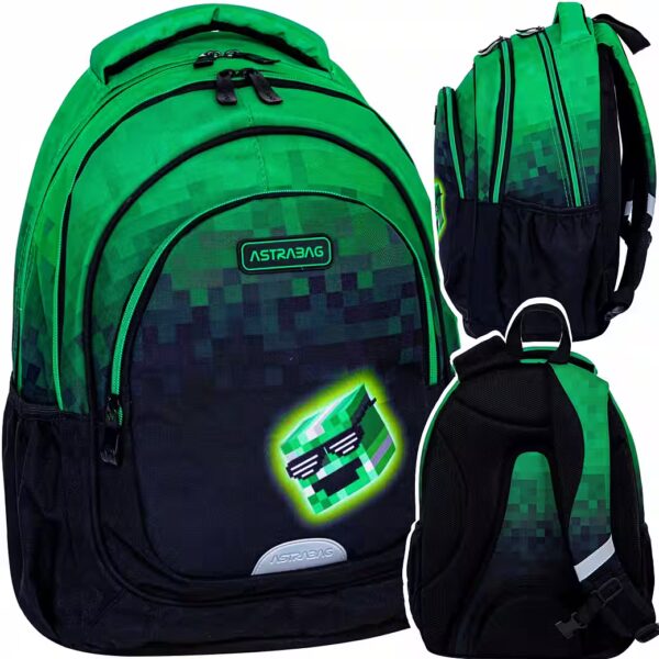 School backpack for boys, Minecraft Pixel, waterproof, reflective, 20L