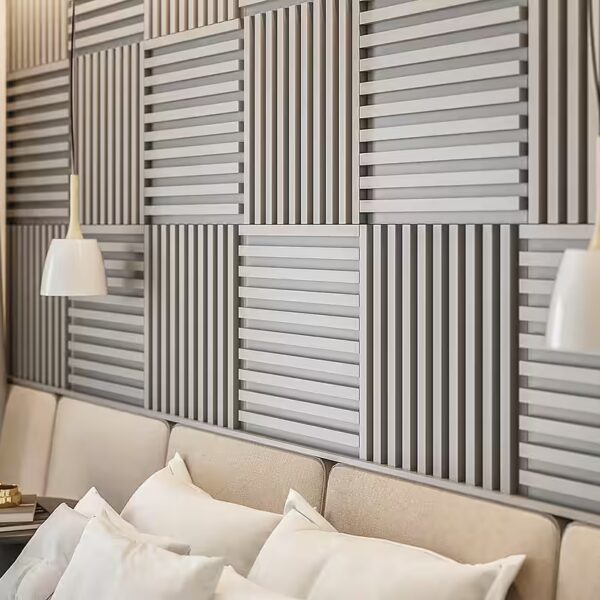 3D Wall Panel 6-piece set 40x40cm Acoustic Panels Slatted Panel Stylish Sound Insulation