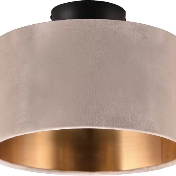 JOSIE ceiling light, ceiling lamp with beige velvet shade / gold interior, Ø 30cm, height 22cm