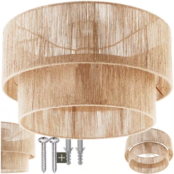 Ceiling lights Boho jute lamp “Lignea Lux” – hanging lamp made of natural fiber 40W
