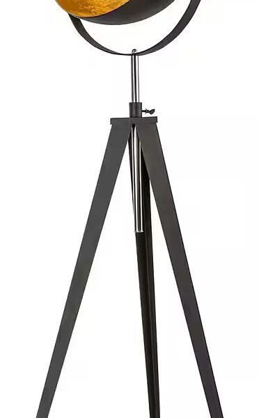 Elenoire floor lamp Without light source, height adjustable, black/gold colored, metal shade Ø 40 cm