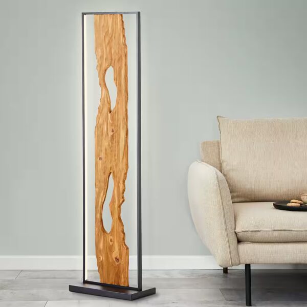 LED floor lamp Chaumont Integrated LED, warm white, 120 cm high, 2300 lm, aluminum/metal/wood, black/wood