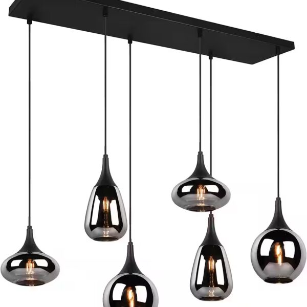 Lumina pendant light Without bulbs, warm white - cool white, 6-light pendant lamp with glass shade, excluding 3xE14 max 40W, height adjustable