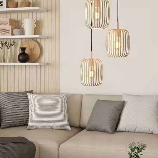 ROMAZZINA pendant light, dining table light, sand-colored, metal, E27 Without light bulb, pendant lamp, living room, modern, balloon-shaped lampshade, 110x46cm