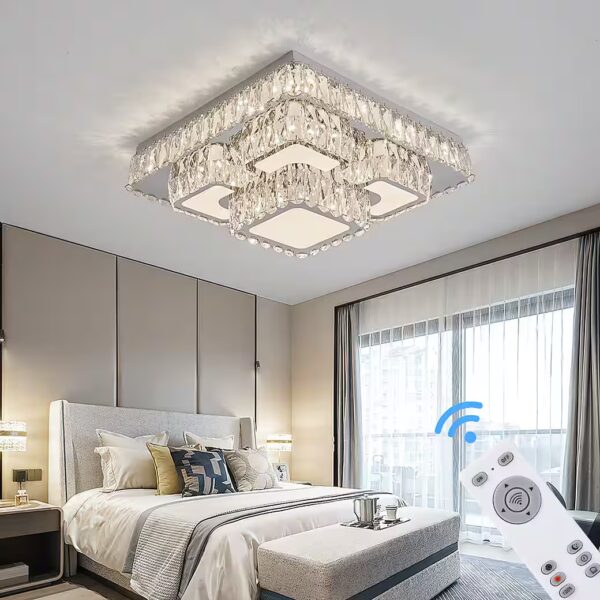 LED ceiling light, LED ceiling light crystal, adjustable light color with remote control