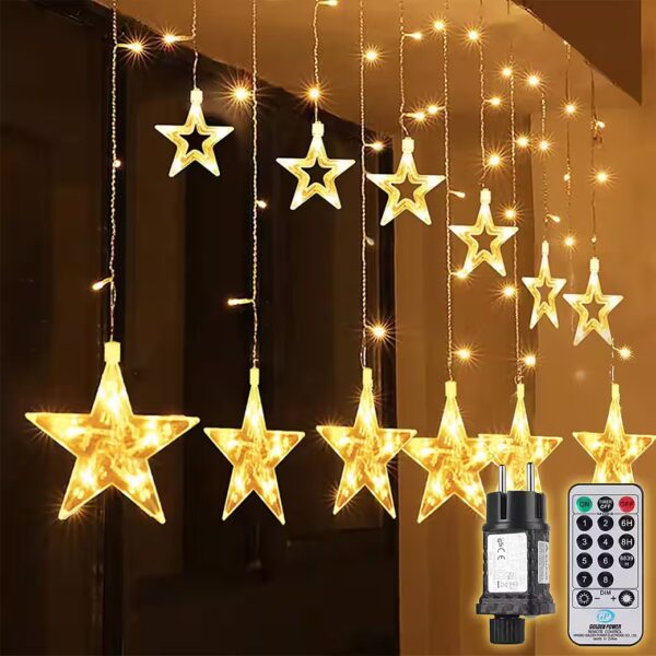 2m LED string lights, star-shaped LED string lights, outdoor LED light curtain, indoor Christmas lights