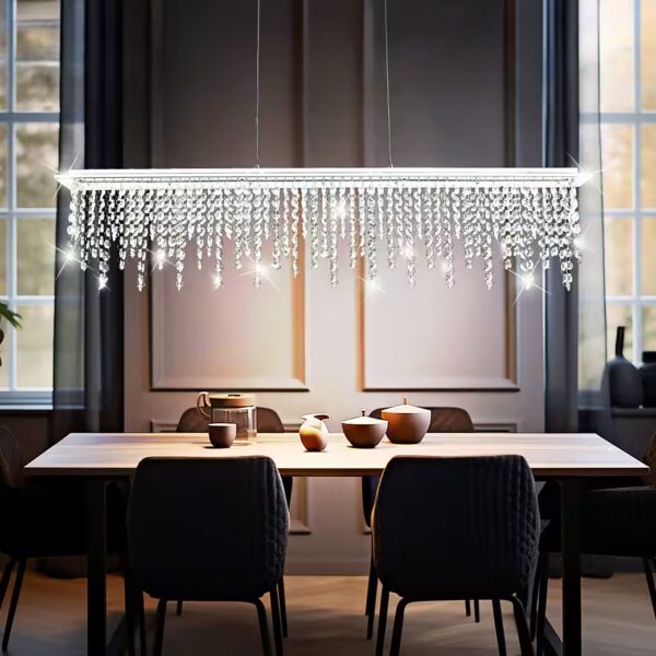 LED pendant light Integrated LED light source, warm white, neutral white, daylight white, LED pendant light crystal pendant, height adjustable, remote control