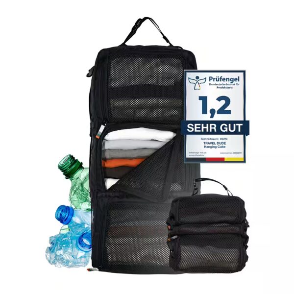 Suitcase Organizer Hanging Packing Cubes (none, none), made from recycled plastic bottles