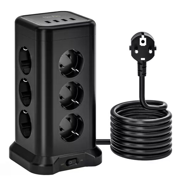 12-way power strip with 4 USB ports, power tower, power strip