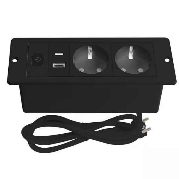 Tabletop recessed power outlet, 2-way table power strip with USB & Type-C power strip