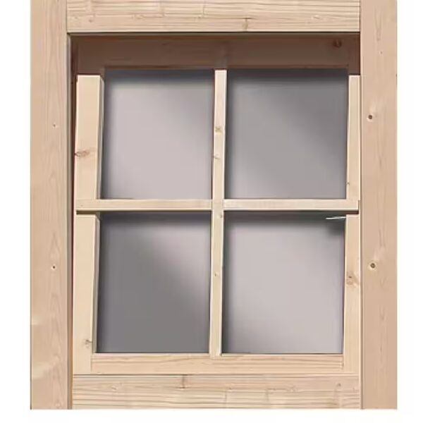 Garden shed window, real glass, tilt and turn window, natural finish