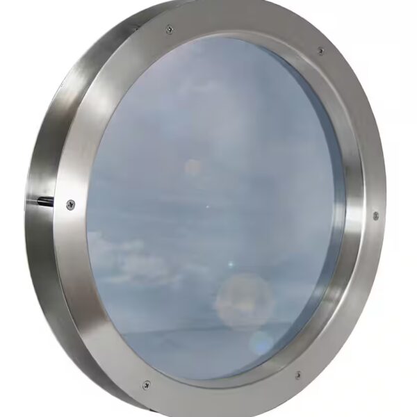Stainless steel porthole window TBAK-250 BS, clear glass, screwed on both sides