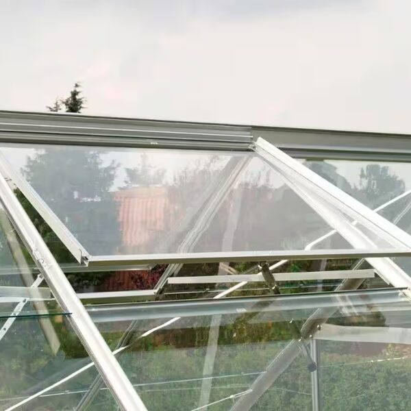 Roof window without glazing, bright anodized