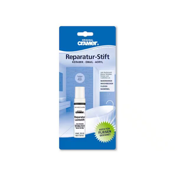 Paint repair pen for sanitary areas, alpine white