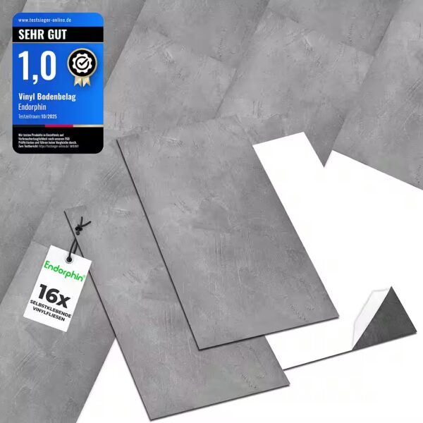 Vinyl flooring, self-adhesive, concrete look, light grey, 2.97 sqm