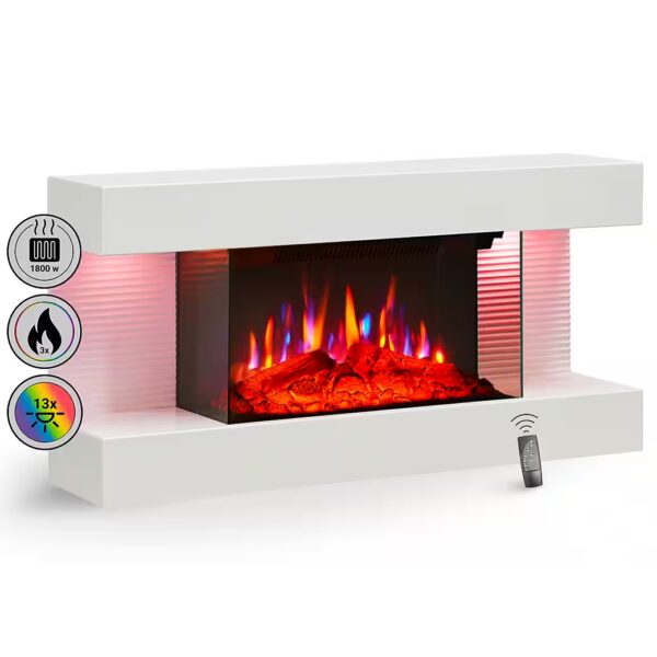 Electric fireplace BALDERIA Ida – wall-mounted fireplace - white