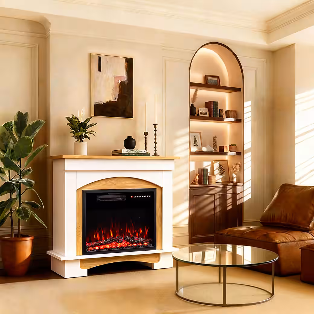 Electric fireplace with cabinet, 23" 1000W/2000W heater, 3D flame effect