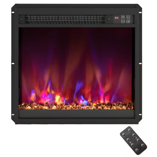 Electric fireplace 18-inch wall-mounted fireplace, 1500W, with remote control and 9-hour timer