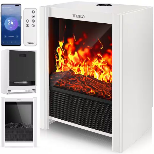 Electric fireplace with heater & remote control 2000W, WiFi app