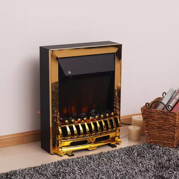 Electric fireplace Electric fireplace, wood-burning stove, 1000/2000W, electric fireplace, freestanding fireplace, gold