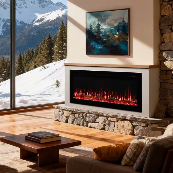 Electric fireplace with cabinet, 50" 1000/2000W electric fireplace with heater, 3D flame effect