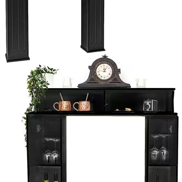 Decorative fireplace with secret compartment, fireplace mantel with storage space, 107x100 cm