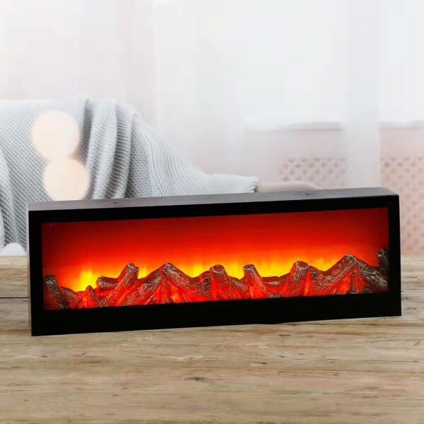 Decorative LED fireplace, electric fireplace, wall-mounted fireplace, battery operated, 60x20 cm