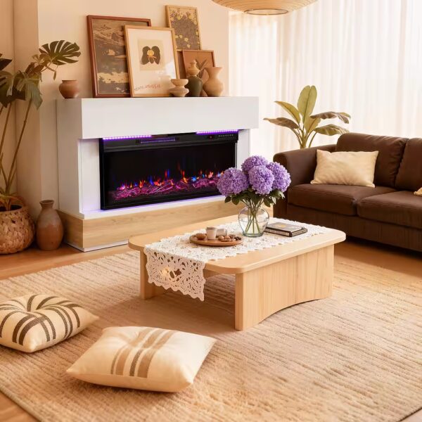 Electric fireplace with cabinet, 36" 1000/2000W electric fireplace with heater, 3D flame effect