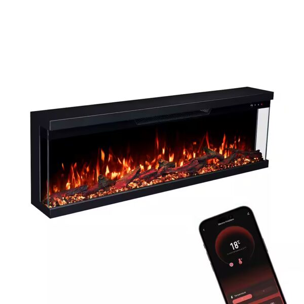 Electric fireplace insert wall fireplace with 3D fire and heating (thermostat, 900-1800 W)