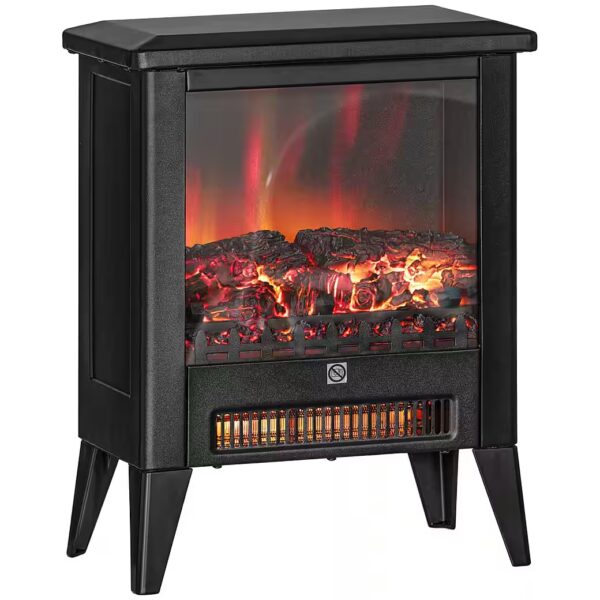 Electric fireplace 1800 W with heating, LED flame effect, overheat protection Electric fireplace, freestanding fireplace with low noise level for living room