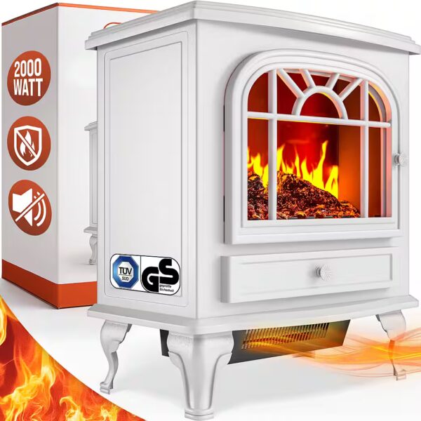 Electric fireplace With heating flame effect fan heater fireplace decoration oven white living room