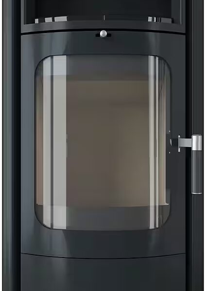 Opera M wood-burning stove, metal sides, top & tea compartment, stove tiles in meteor black